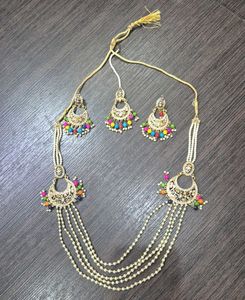 Ethnic Inspired Pearl Necklace & Earring Set