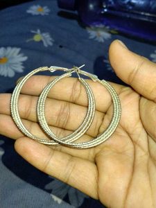 Gold Hoop Earrings &amp; Flower Ring Set