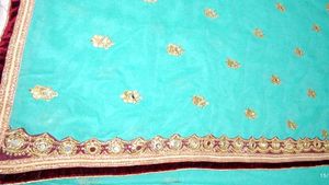 New Velvet Border Saree With Mirror Work