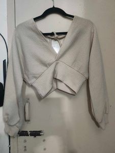 Ivory Cropped Long Sleeve Top