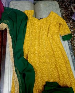Chikankari Kurta With  Bottom And Dupatta