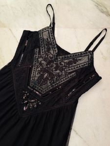 Black Leather And Sequin Dress
