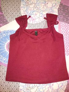 Ruched Lettuce Trim Bowknot Crop Cami Top