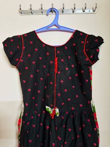 Cotton Brown Floral Design Frock