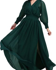 Elegant Green Chiffon Dress