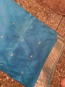 Blue Silk Saree For Making Suit 🫶🏻