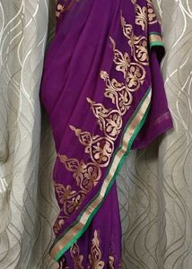 Purple Embroidered Saree