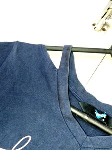 Navy Blue Crop T-top For Girls