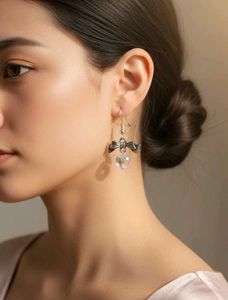 Bow holographic  Heart Earrings