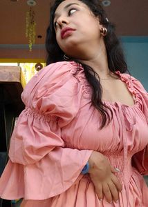 Stylish Pink Long Sleeve Dress