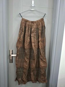 Brown Plaid Ethnic Skirt
