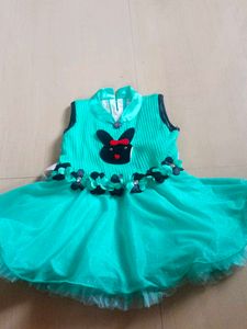 Cute Green Dress with Bunny Applique