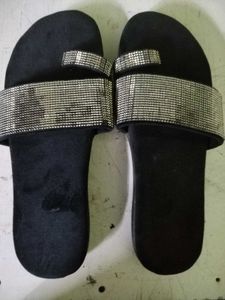 Black Rhinestone Flats