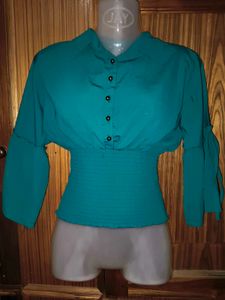 Teal Button Down Blouse