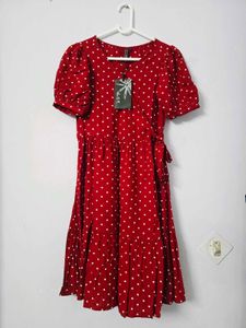 Red Polka Dot Wrap Dress