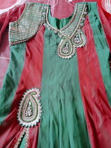 Green Colour Net Anarkali Kurti