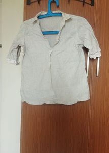 Striped Blouse with Crochet Cuffs