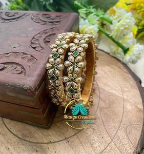 Kundan Bangles - (Set of 2)