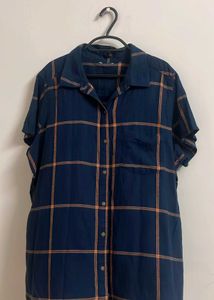 Blue Plaid Short Sleeve Button Down