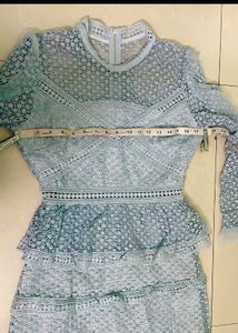 Blue Lace Tiered Dress