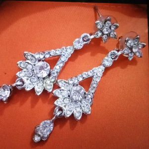Sparkling Crystal Flower Dangle Earrings