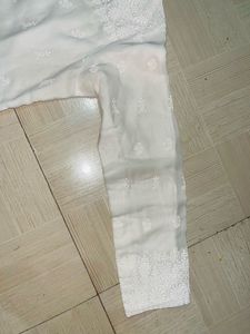 Elegant White Embroidered Kurti Set