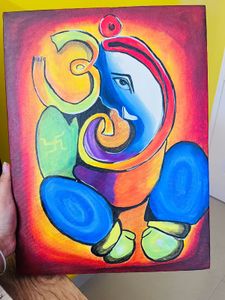 Ganeshji Acrylic Painting On Hard Board Canvas