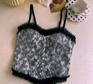 French Print Lace Cami Top Combo
