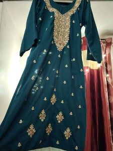 Teal Embroidered Kurta Pant 34- 36B