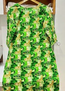 Green Kurti With Beige Palazzo