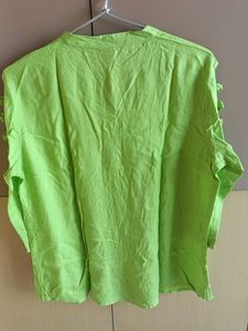 The Zesty Lime Green Cutout Sleeve Shirt