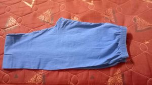 Blue Cotton Blend Leggings