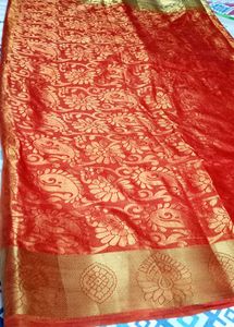 Kanjivaram Silk Red &amp; Gold Floral Sari