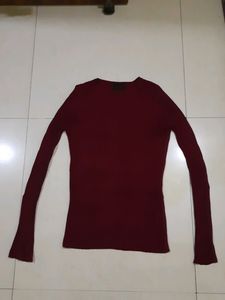 Maroon Full Sleeves T-Shirt For Semi Winters