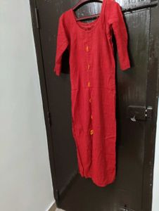 Beautiful Red Cotton Kurta