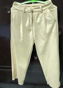 Elegant Beige Loose Fit Trouser
