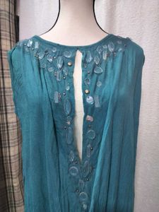 Freesize Teal Embellished Casual Dress
