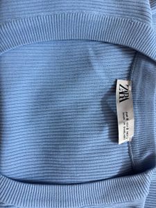 Zara Blue Ribbed Top