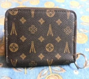 Vintage-Style Brown Monogram Mini Wallet