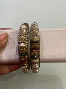Beautiful Jaipuri Kade with pearl and multicolour stones