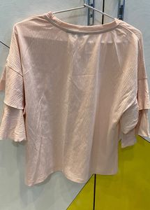 Peach Top With Designer Sleeves
