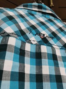 Mufti Men Teal green &amp; White Checkered Shirt