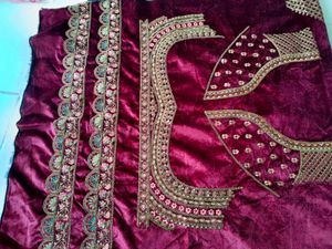 Embroidered Velvet Blouse Piece