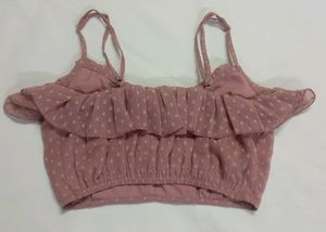 Pich Polka Dot Crop Top