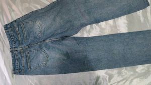 Denim Baggy Pants With Chains On Front