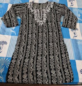 Elegant Black Batik Print Kurta
