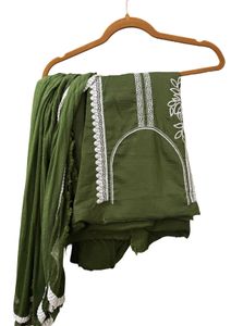 Olive Green Embroidered Punjabi Suit