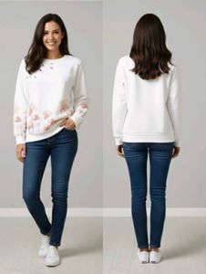White Floral Sweatshirt