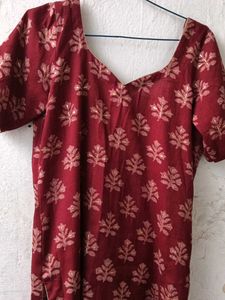 Maroon Printed Kurti Set