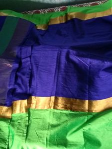 BrandNew ElegantBlue&amp;Green SilkSaree+UnsticheBlous